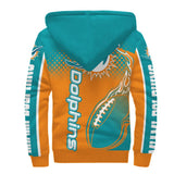 Miami Dolphins Fleece Jacket Printed Ball Flame 3D