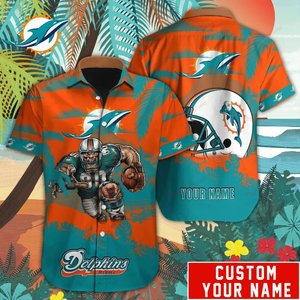 15% OFF Miami Dolphins Hawaiian Shirt Mascot Customize Your Name