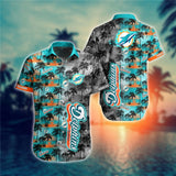 Miami Dolphins Hawaiian Shirt Palm Tree Pattern