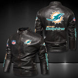 Miami Dolphins Leather Jacket Winter Coat
