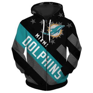 Miami Dolphins Zipper Hoodies Striped Banner