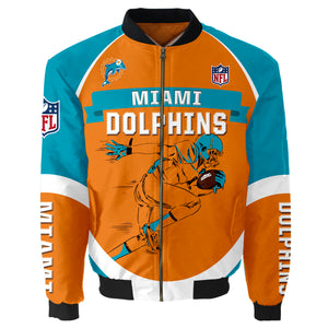 Miami Dolphins Bomber Jacket Graphic Player Running