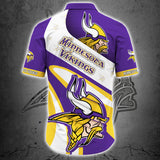Minnesota Vikings Button Up Shirt Short Sleeve Big Logo