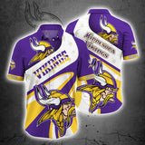 Minnesota Vikings Button Up Shirt Short Sleeve Big Logo