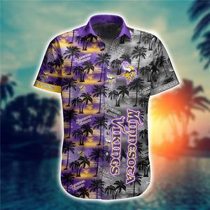 Minnesota Vikings Hawaiian Shirt Palm Tree Pattern