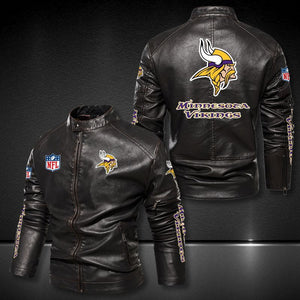 Minnesota Vikings Leather Jacket Winter Coat
