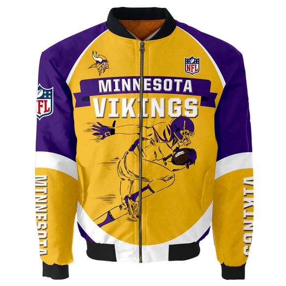 Minnesota Vikings Bomber Jacket Graphic Player Running