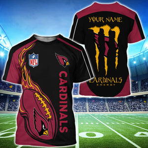 18% OFF Monster Energy Arizona Cardinals T Shirts Men Custom Name