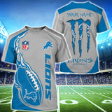 18% OFF Monster Energy Detroit Lions T Shirts Men Custom Name