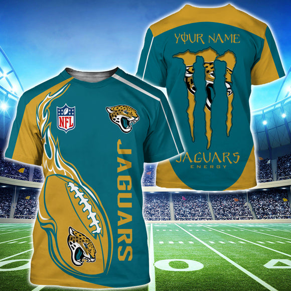 18% OFF Monster Energy Jacksonville Jaguars T Shirts Men Custom Name