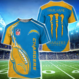 18% OFF Monster Energy Los Angeles Chargers T Shirts Men Custom Name