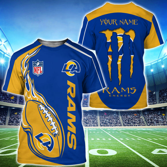 18% OFF Monster Energy Los Angeles Rams T Shirts Men Custom Name