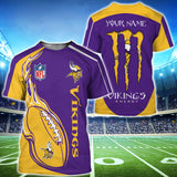 18% OFF Monster Energy Minnesota Vikings T Shirts Men Custom Name