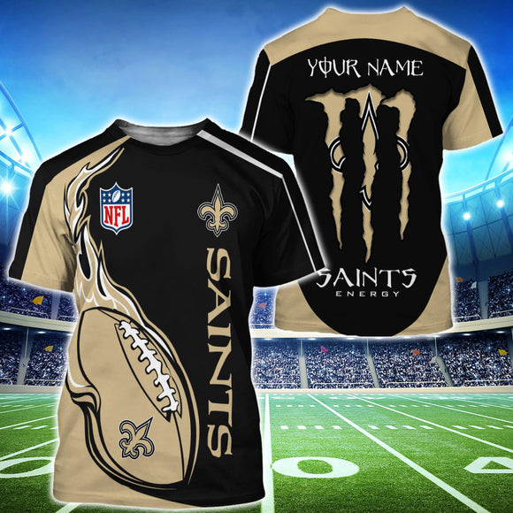 18% OFF Monster Energy New Orleans Saints T Shirts Men Custom Name