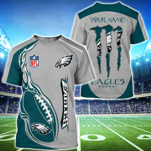 18% OFF Monster Energy Philadelphia Eagles T Shirts Men Custom Name