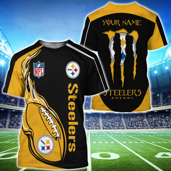 18% OFF Monster Energy Pittsburgh Steelers T Shirts Men Custom Name