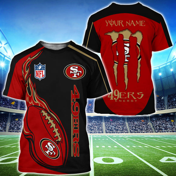 18% OFF Monster Energy San Francisco 49ers T Shirts Men Custom Name