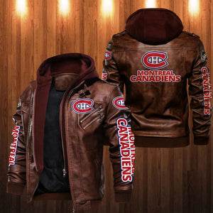 Montreal Canadiens Leather Jacket With Hood