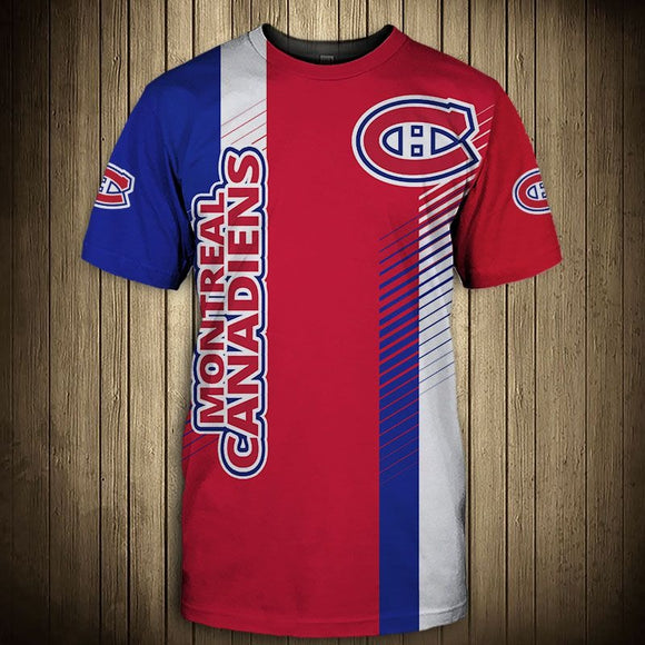 Montreal Canadiens T Shirts Stripped Short Sleeve