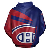 Montreal Canadiens Zip Up Hoodie 3D With Hooded Long Sleeve