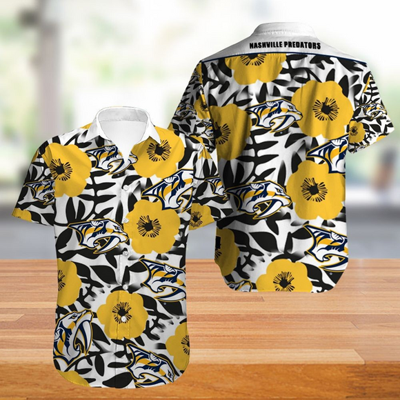 Nashville Predators Hawaiian Shirt Big Floral Button Up