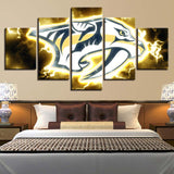 5 Panel Nashville Predators Wall Art Thunder For Living Room Bedroom