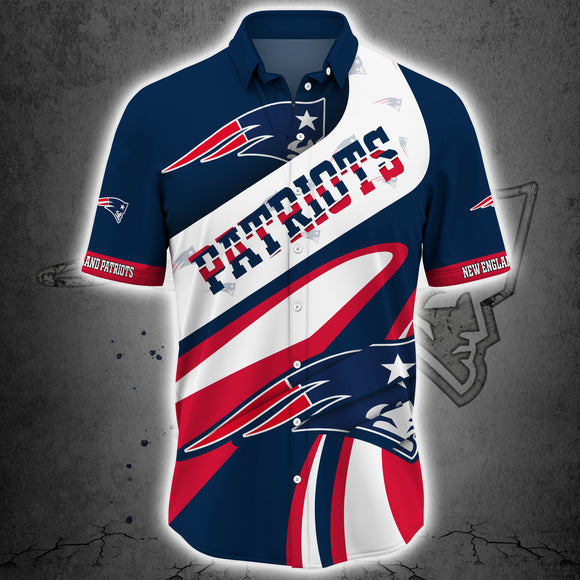 New England Patriots Button Up Shirt Short Sleeve Big Logo
