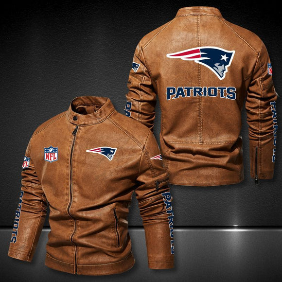 New England Patriots Leather Jacket Winter Coat