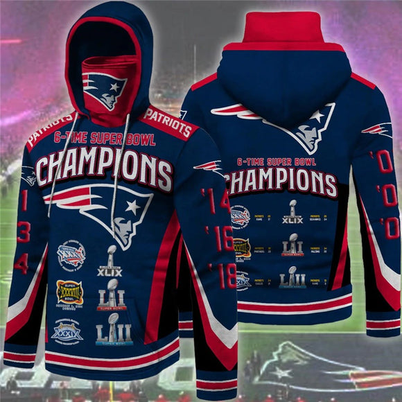 New England Patriots Super Bowl Hoodie 6 Times Champions
