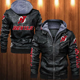 New Jersey Devils Leather Jacket With Hood