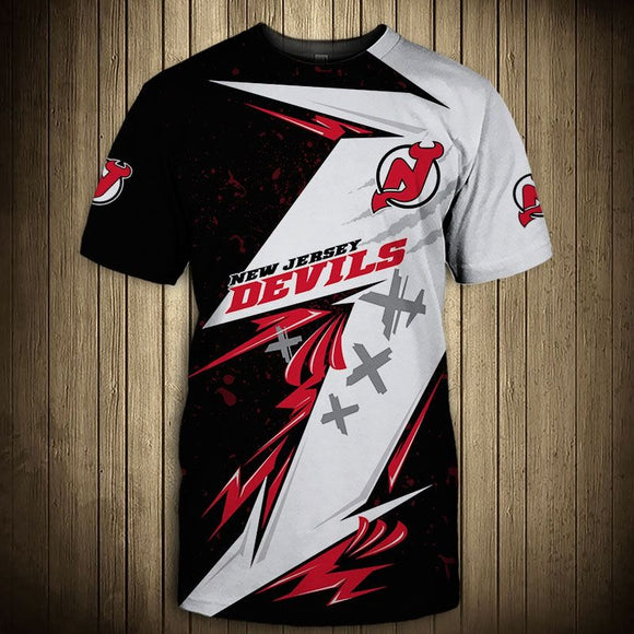 New Jersey Devils T Shirts Graffiti Short Sleeve