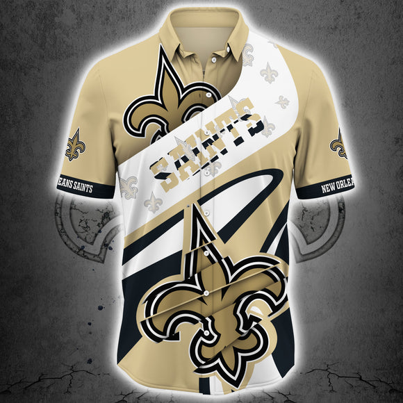New Orleans Saints Button Up Shirt Short Sleeve Big Logo