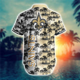 New Orleans Saints Hawaiian Shirt Palm Tree Pattern