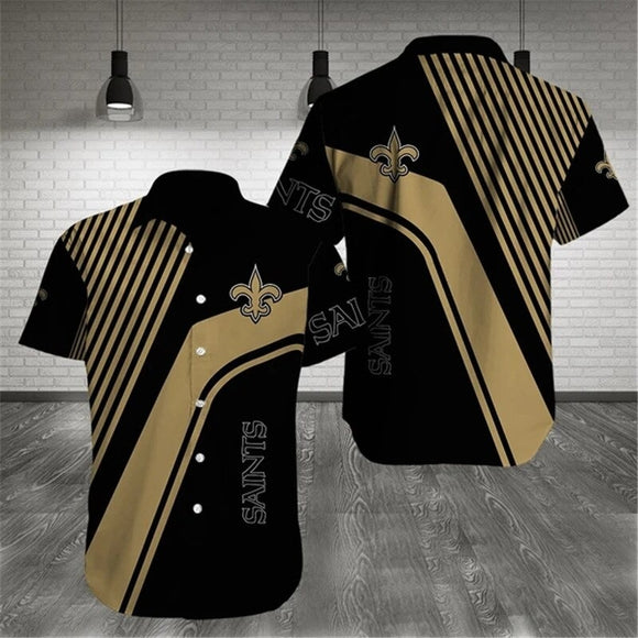New Orleans Saints Hawaiian Shirts Pattern Stripe