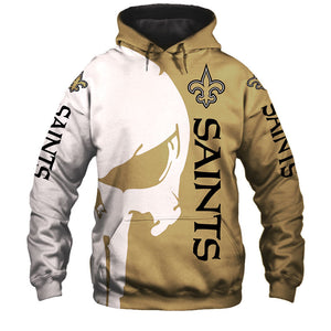 New Orleans Saints Hoodies Skull Printed