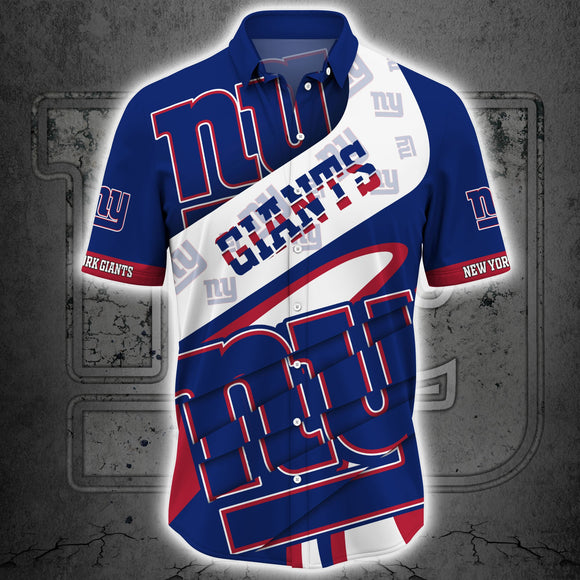 New York Giants Button Up Shirt Short Sleeve Big Logo