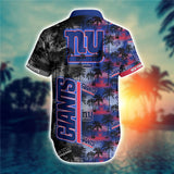 New York Giants Hawaiian Shirt Palm Tree Pattern