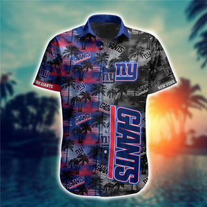 New York Giants Hawaiian Shirt Palm Tree Pattern
