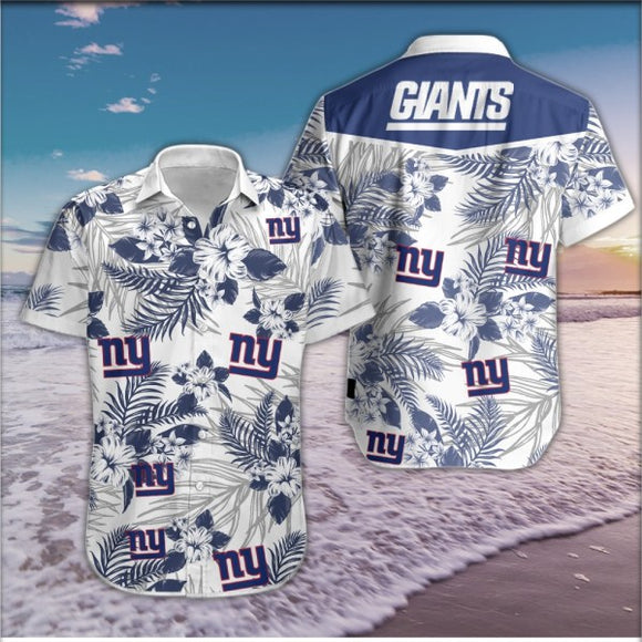 New York Giants Hawaiian Shirts Tropical Button Up