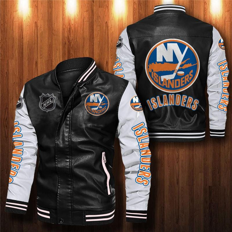 NHL New York Islanders Design 5 Logo Black And Brown Leather Jacket For  Fans - Freedomdesign