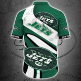 New York Jets Button Up Shirt Short Sleeve Big Logo