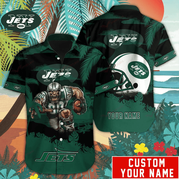 15% OFF New York Jets Hawaiian Shirt Mascot Customize Your Name