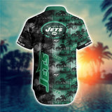 New York Jets Hawaiian Shirt Palm Tree Pattern