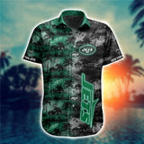 New York Jets Hawaiian Shirt Palm Tree Pattern