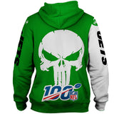 New York Jets Hoodies Skull Printed