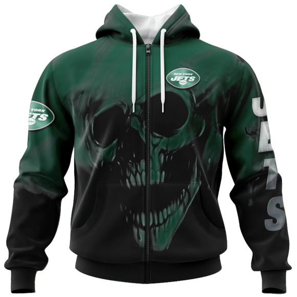 15% OFF Best New York Jets Skull Hoodies Custom Name & Number