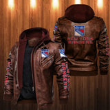 New York Rangers Leather Jacket With Hood