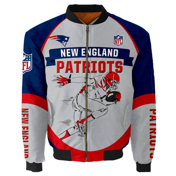 New England Patriots Bomber Jacket Graphic Player Running
