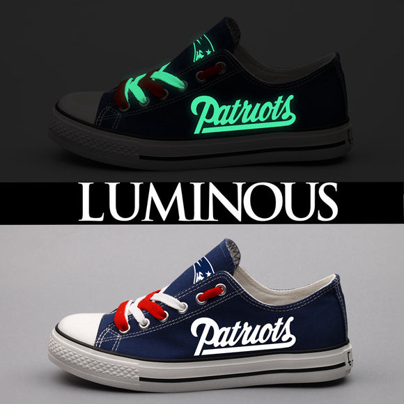 New England Patriots Shoes Lace Letter Glow In The Dark Shoes US Men Size 3 - 11