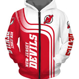 New Jersey Devils Zip Up Hoodies 3D With Hooded Long Sleeve